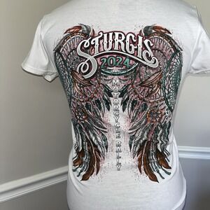 Sturgis 2024 Motorcycle Rally Bike Week Top Women's  Size Small White Baddie‎
